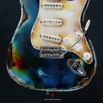 Fender Stratocaster Galaxy Blue Heavy Aged Relic by East Gloves Customs (Very Rare) image 14