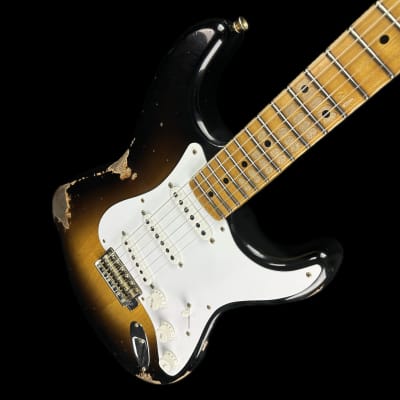 Mint Fender Custom Shop LTD 70th Anniversary 1954 Stratocaster Heavy Relic 2-Color Sunburst w/case image 3