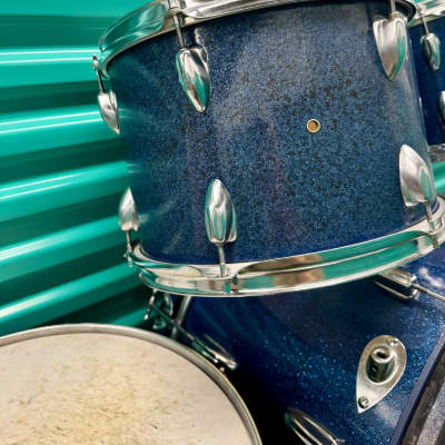 ⚡️Vintage Whitehall 4-Piece Drum Set 20" /12" / 13"/16" Made In Japan -Blue Sparkle⚡️ image 5