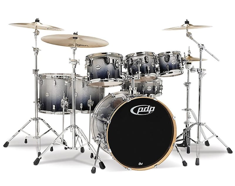 7pc Pdp Concept Maple Drum Set By Dw Silver To Black image 1