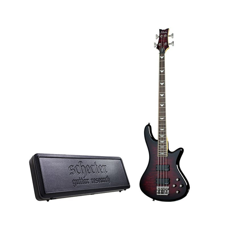 Schecter Stiletto Extreme 4-String Bass Guitar with Battery Compartment  (Right-Handed, Black Cherry) Bundle with Schecter Universal Bass Guitar  Hard