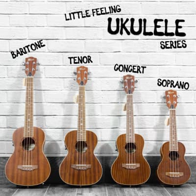 Lindo Little Feeling Baritone Electro Acoustic Sapele Ukulele and Padded Gig Bag -Flame Engraved Top image 2