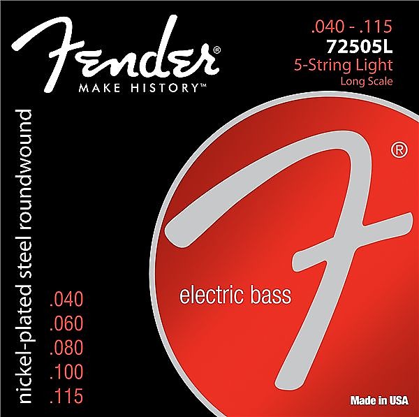 Fender 7250 Bass Strings, Nickel Plated Steel, Long Scale, 7250-5L .040-.115 Gauges, (5) 2016 image 1