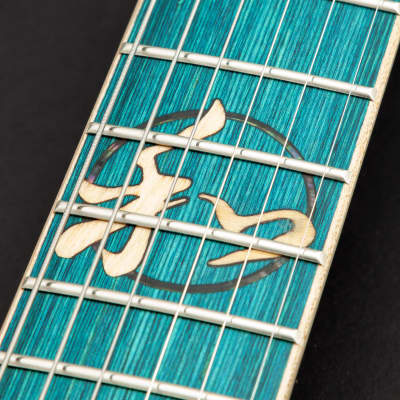 Lindo Koya Electric Guitar | Composite Neck | Luminlays | Five Elements Kanji Fretboard Inlays in Maple and Abalone Sea Shell | Japanese Wilderness Art | Designed in Bristol, UK image 3