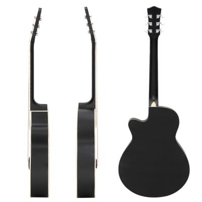 （Accept Offers）Glarry GT501 40 Inch Cutaway Auditorium Acoustic Guitar Matte Spruce Front Folk Black image 5
