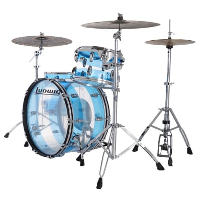 Ludwig Vistalite 24" Blue/Clear/Blue Shell Set image 2