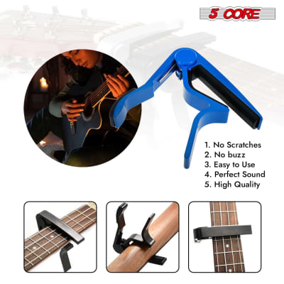 5 Core Capo Acoustic Electric Guitar 6 String Kapo Quick And Easy Adjustment Classic Clip For Banjo Mandolin Or Ukulele Capotraste Para Guitarra image 4
