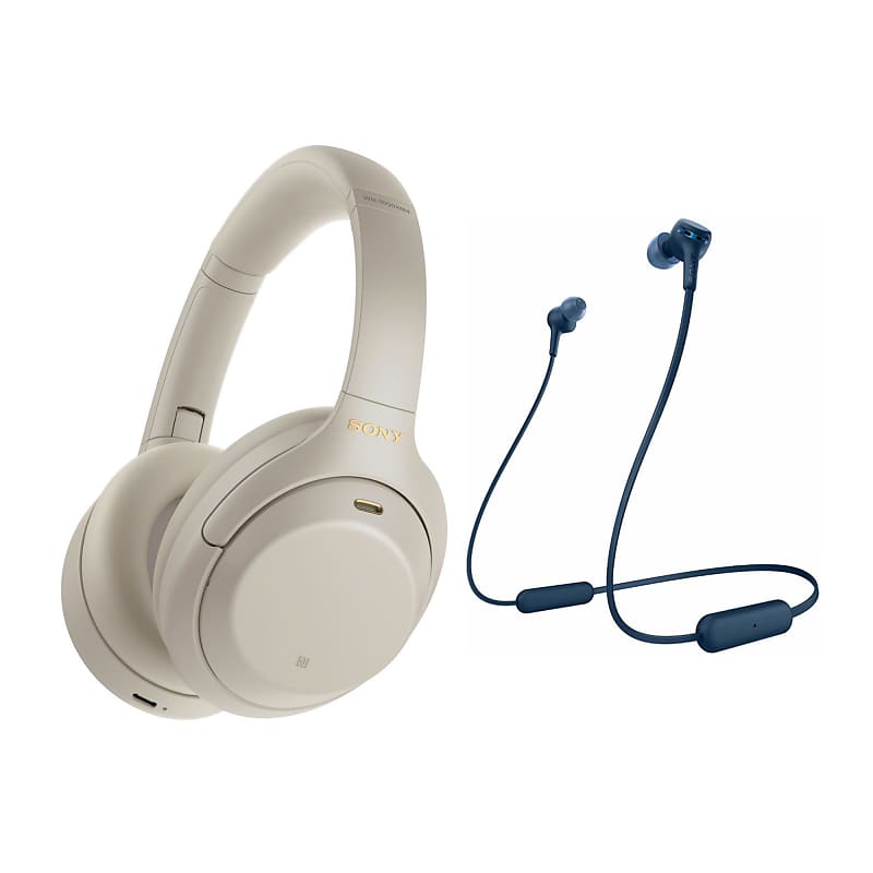  Sony WH-1000XM4 Wireless Noise Cancelling Over-Ear Headphones  with Mic (Silver) in-Ear Wireless Headphones Bundle (2 Items) : Electronics