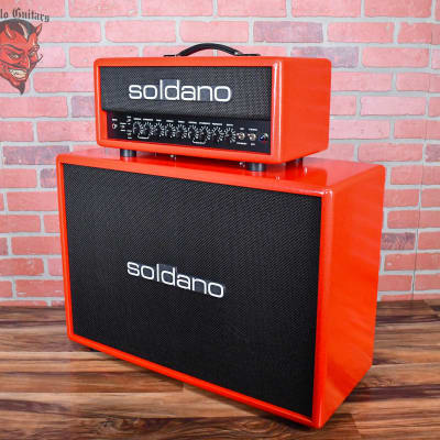 Soldano Custom Shop SLO30 30Watt All Tube Head w/ Matching 2x12 Cab Red Sparkle Tolex With Black Grill and Black Chicken Head Knobs image 3