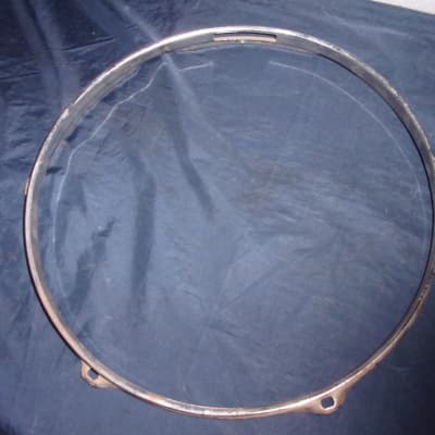 One Rare Drum 13" Very Rusty Chrome 6 Lug Hole Rims Hoops Bottom Snare Side image 1