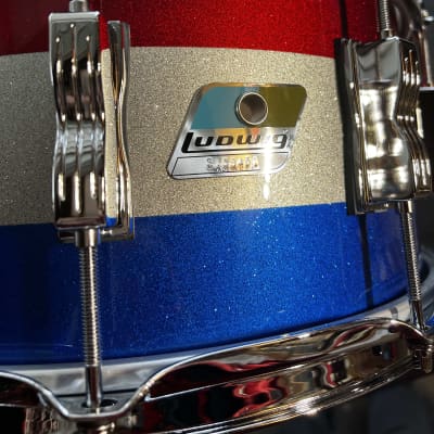 Ludwig 6.5" x 14" Classic Maple Snare Drum - Red, White and Blue Sparkle image 2