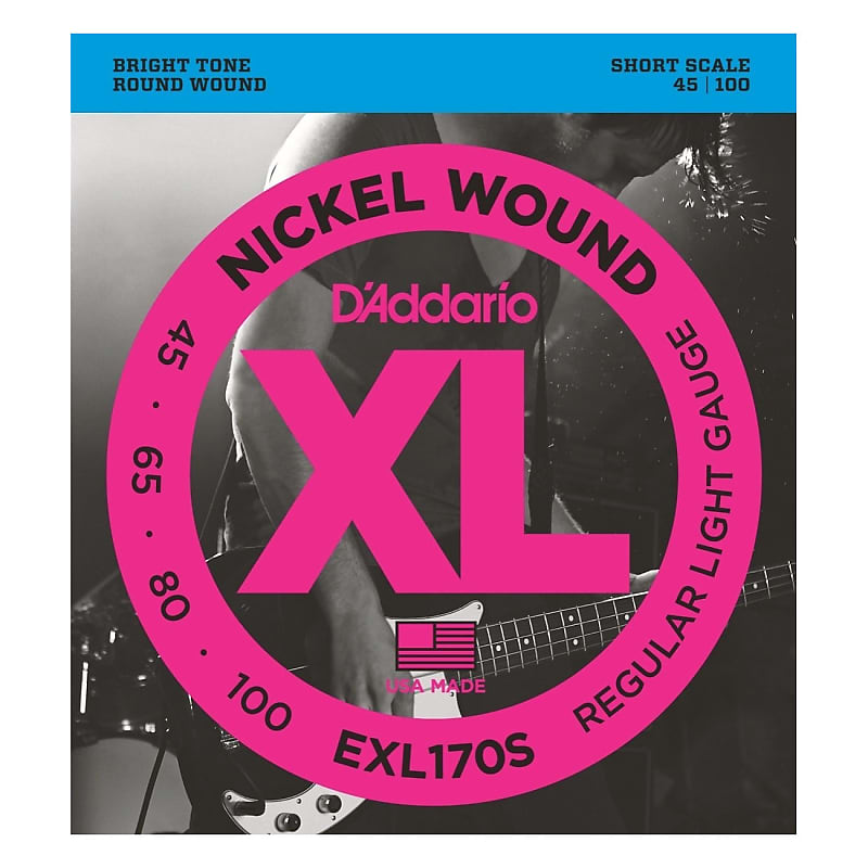 D'Addario EXL170S Nickel Wound Bass Strings, Light, Short Scale image 1