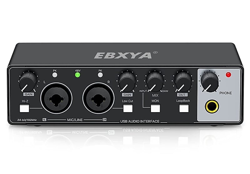 USB Audio Interface with XLR cable，Audio Interface with Mic Preamplifier  Audio mixer recorder with 48V Phantom Power, 24 Bit, Support Computer and