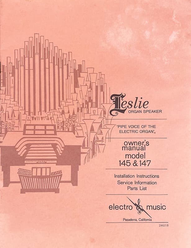 Leslie 145 \ 147 Organ Speaker Owner's Manual image 1