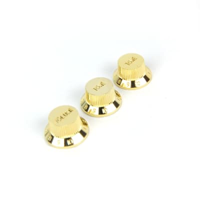 Strat style Guitar Control knobs Set ( 2 Tones, 1 Volume ), Plastic Gold plated