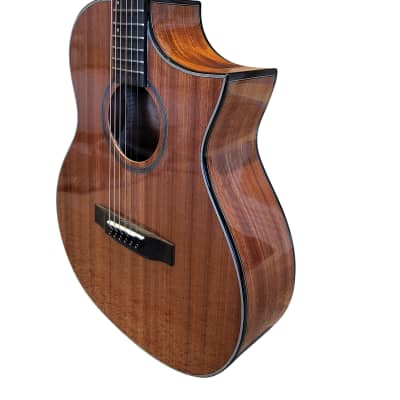 Top Grade A Spruce Acoustic guitar 40 inch full size cutaway Brown high gloss PPG763 image 3