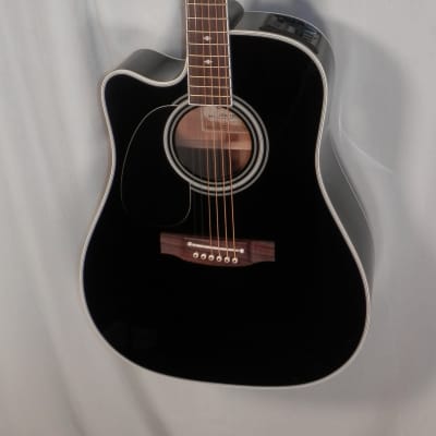 Takamine EF341SCLH Black Dreadnought Cutaway Acoustic Electric Lefty Solid Cedar Top with case image 6
