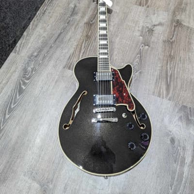 D'Angelico Premier SS Semi-Hollow Single Cutaway with Stop-Bar Tailpiece - Black for sale