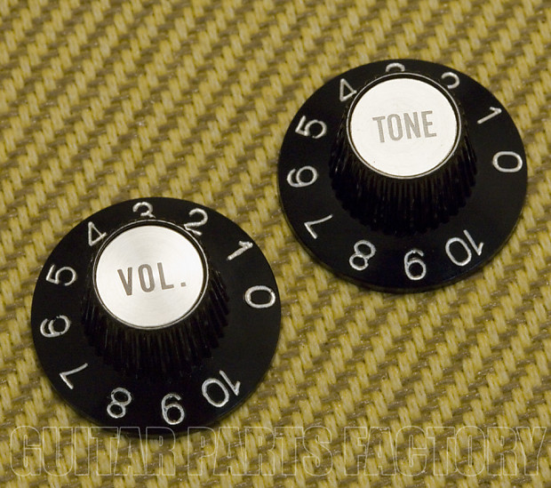 0028214000 Fender Silver/Black Witch Hat '72 Tele Knob Tone Reverb