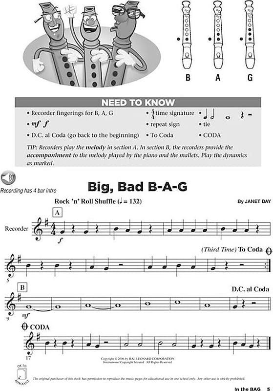 No Prep C'BAG Recorder Worksheets - Aileen's Music Room