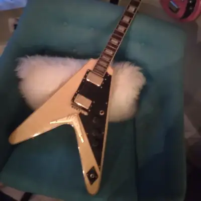 Restored And Upgraded BadAax Flying V style 1990s Natural Wood Finish image 3