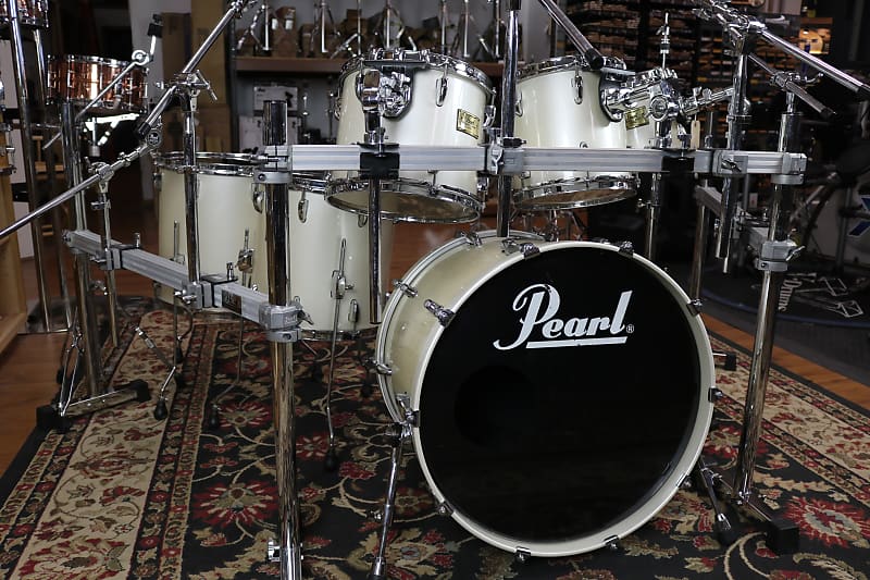 Used 90s era Pearl Masters Custom Extra Maple, Opal Finish, w/rack