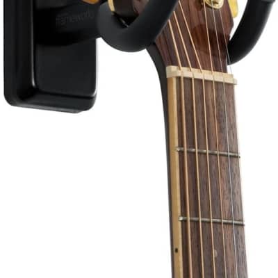 Gator Cases GFW-GTR-HNGRBLK Frameworks Wall Mounted Guitar Hanger with Black Mounting Plate image 3