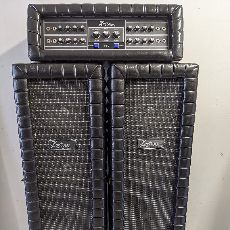 Kustom 1505 PA Head and Speakers black tuck & roll Reverb