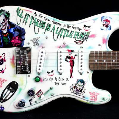 Custom Painted and Upgraded Fender Squier Stratocaster (Aged and Worn) With Graphics and Matching Headstock image 2
