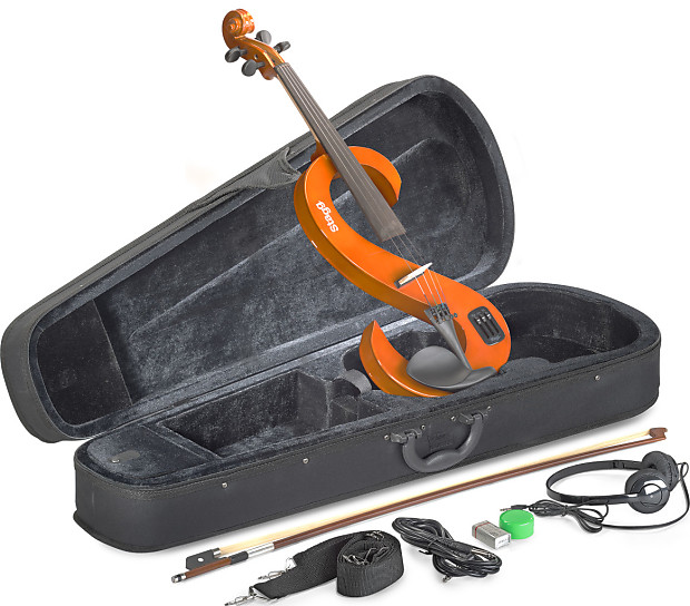Stagg EVN-4/4-VBR Silent Violin Set w/ Case, Headphones image 1