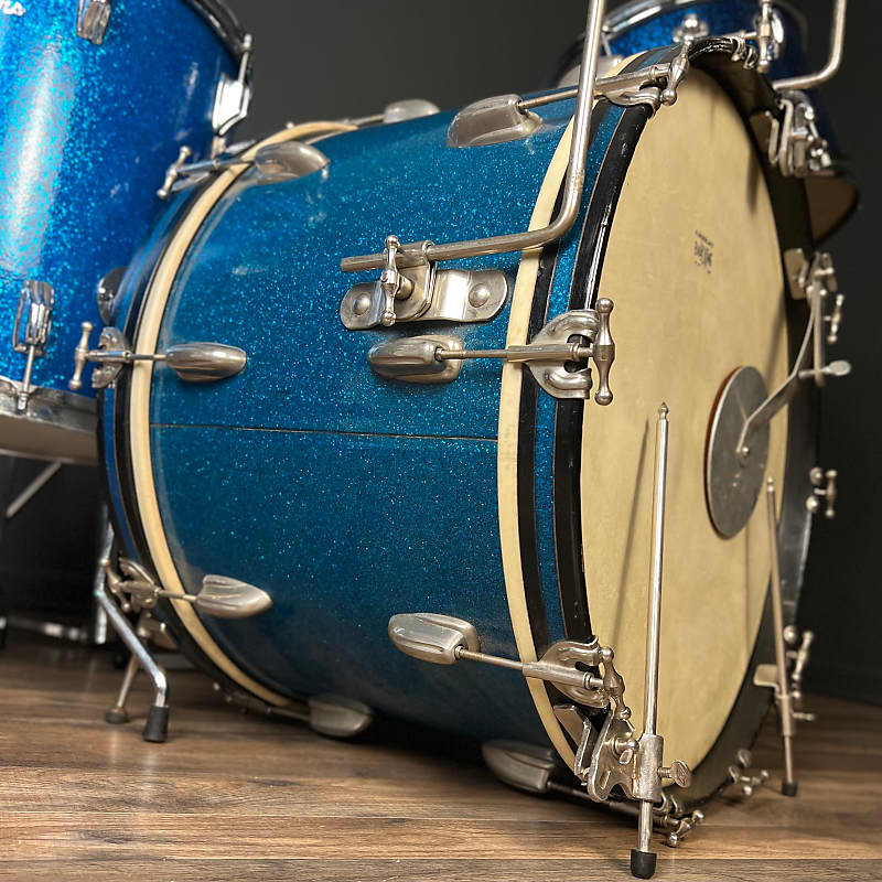 VINTAGE 1950's-1960's Mix & Match Slingerland & Rogers Drum Set in Blue  Sparkle - 14x24, 9x13, 16x16 & 5x14