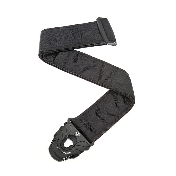 Planet Waves 50PLB01 Planet Lock Electric Or Acoustic Guitar Strap, Black Satin image 1