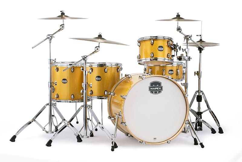 Mapex Mars Birch 5pc Crossover Drum Set Sunflower Sparkle image 1