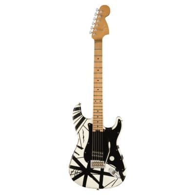 EVH Striped Series '78 Eruption 6-String Right-Handed Electric Guitar with Maple Fingerboard and Quartersawn Maple Neck (White with Black Stripes Relic) image 1