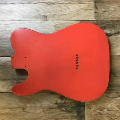 Franchin Mars guitar body FADED FIESTA RED nitro heavy relic cracks aged alder T-type image 9