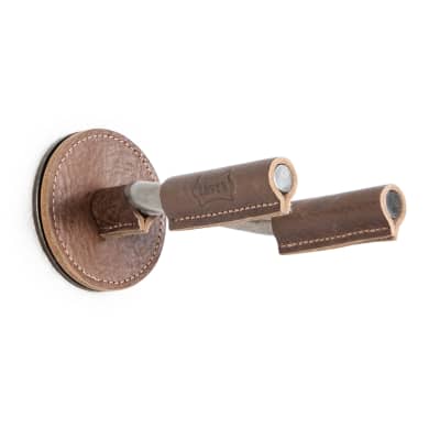 Levy's Forged Steel Guitar Hanger w/Smoked Metal & Brown Veg-Tan Leather Yoke Wraps for sale