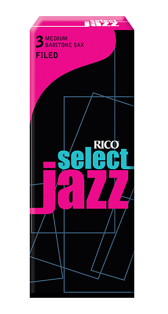 Rico RSF05BSX3M Select Jazz Baritone Saxophone Reeds, Filed - Strength 3 Medium (5-Pack) image 1
