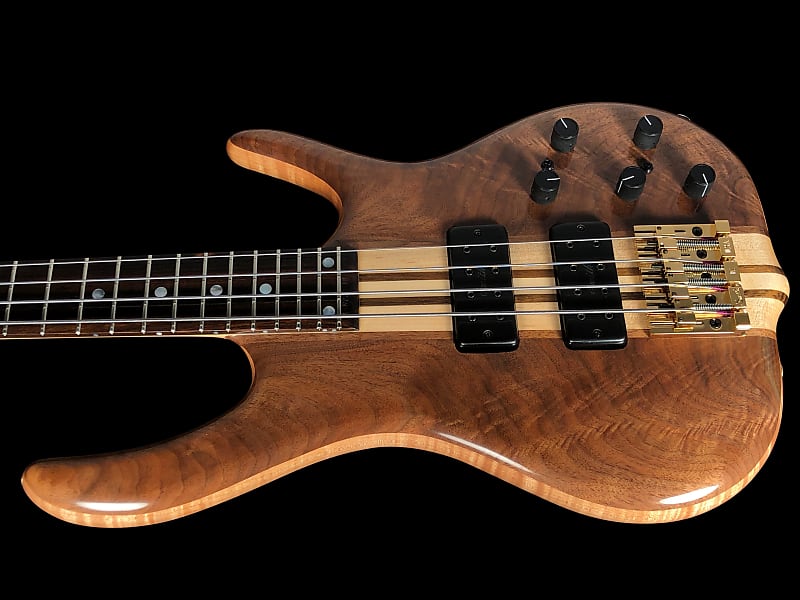 2019 Ken Smith 4TN Black Tiger Figured Walnut BSR 4-String Bass w/ 18v  Preamp & Neck-Thru