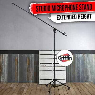 Studio Microphone Stand On Wheels Tall Overhead Boom Arm Mic Mount Stage Holder image 1