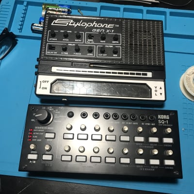 Stylophone Gen X-1 w/CV input mod & CleanJuice USB-C Rechargeable Battery + Korg SQ-1 Sequencer image 1