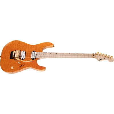 Charvel Pro-Mod DK24 HH FR M Mahogany Guitar with Quilt Maple, Maple, Dark Amber image 5