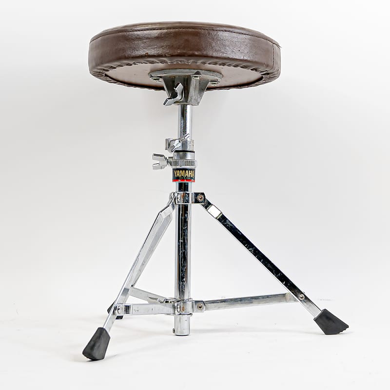 Vintage Yamaha Brown Leather Drum Throne – Adjustable Drum Stool image 1