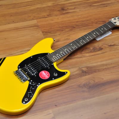 Squier FSR Bullet Competition Mustang HH Yellow w/Black | Reverb