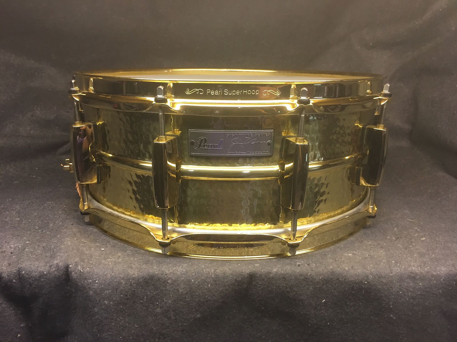 Good Condition Pearl 90S Hammered Brass Shell 14 5.5 Bh-5214 Snare Drum Dw
