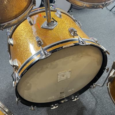 Vintage 60's Ludwig Hollywood Outfit 12/12/16/22" Drum Set Kit with matching 14" Jazz Fest Snare in Sparkling Gold Pearl image 16