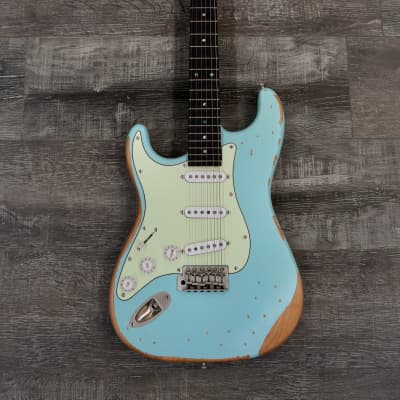 AIO S3 Left Handed Electric Guitar - Relic Sonic Blue (Ebony Fingerboard) for sale