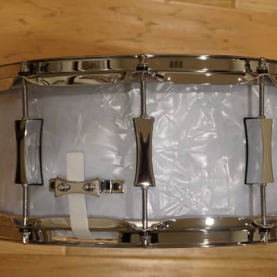 Pork Pie 6.5x14" Maple Snare Drum in Vintage White Marine Pearl image 5