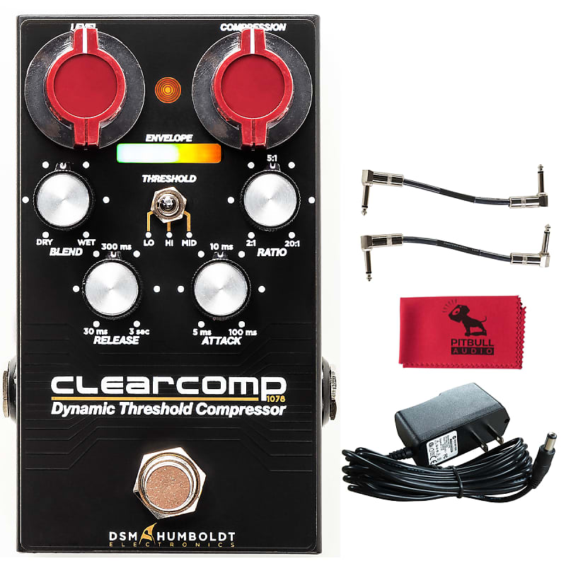 DSM & Humboldt Electronics ClearComp 1078 Compressor Pedal w/ Power Supply,  Patch Cables & Cloth