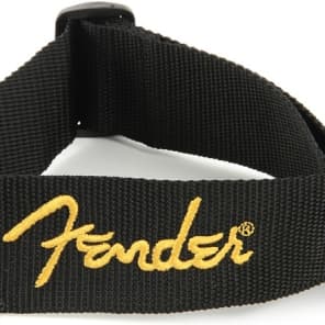 Fender 2" Polyester Logo Strap - Black with Yellow Logo image 4