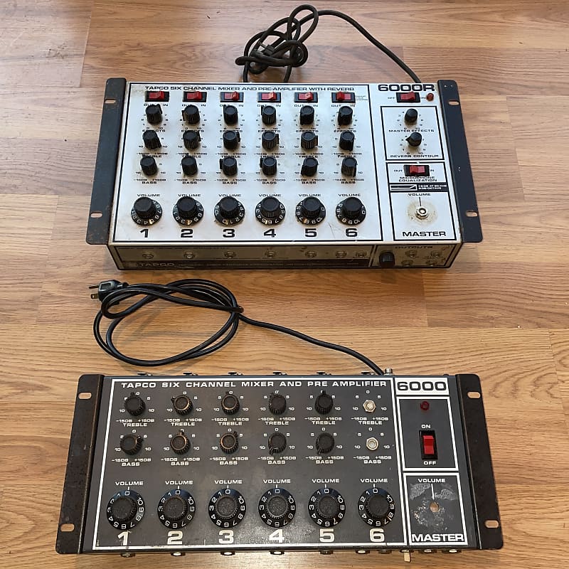 2 Vintage Tapco 6 Channel Mixers / Preamps 6000 6000R w/ Reverb